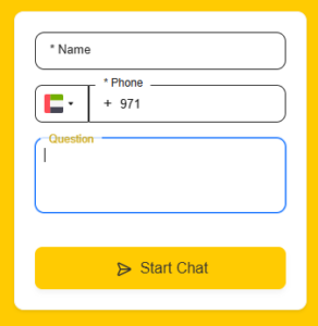 Chat form with the question field highlighted by a blue focus outline, illustrating visible focus states for accessible web navigation and keyboard users.