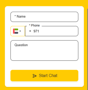 Chat form with name, phone number, and question fields, showing no visible focus indicator and illustrating focus states in accessible web navigation.