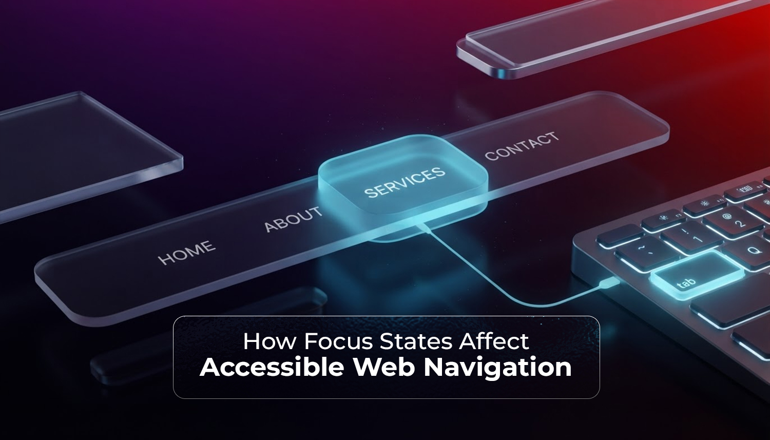 Website navigation menu with the Services option highlighted, illustrating focus states and accessible web navigation for keyboard users.