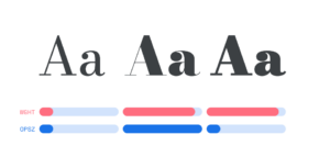 Variable fonts showing adjustable weight and optical size settings for modern web typography